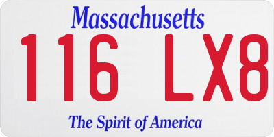 MA license plate 116LX8