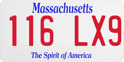 MA license plate 116LX9
