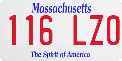 MA license plate 116LZ0