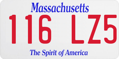 MA license plate 116LZ5