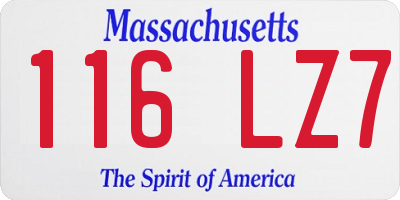 MA license plate 116LZ7