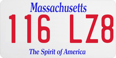 MA license plate 116LZ8
