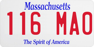 MA license plate 116MA0