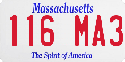 MA license plate 116MA3