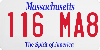 MA license plate 116MA8