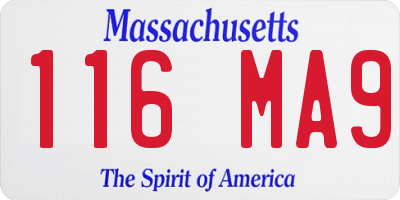 MA license plate 116MA9