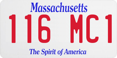 MA license plate 116MC1