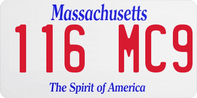 MA license plate 116MC9