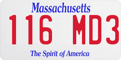 MA license plate 116MD3