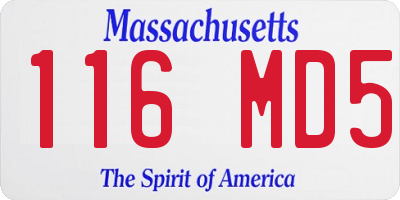 MA license plate 116MD5
