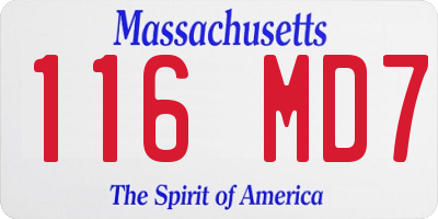 MA license plate 116MD7
