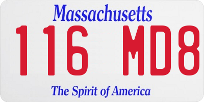 MA license plate 116MD8
