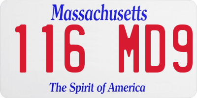 MA license plate 116MD9