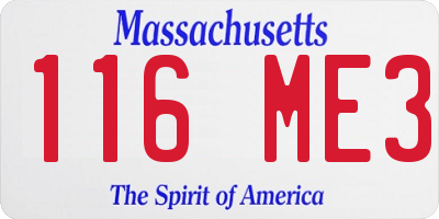 MA license plate 116ME3