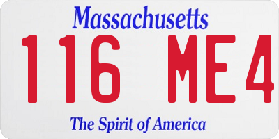 MA license plate 116ME4