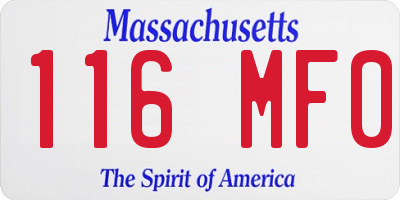 MA license plate 116MF0