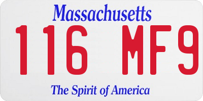 MA license plate 116MF9
