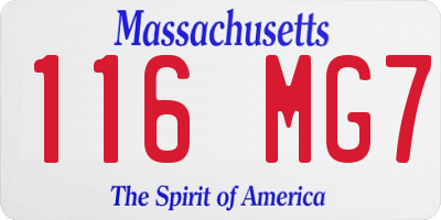 MA license plate 116MG7