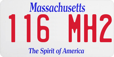 MA license plate 116MH2