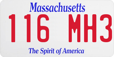 MA license plate 116MH3