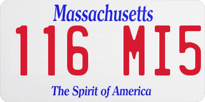 MA license plate 116MI5