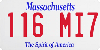 MA license plate 116MI7