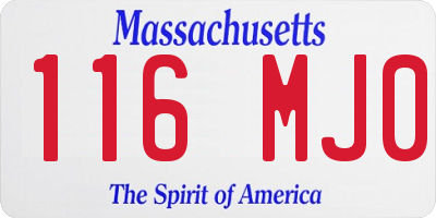 MA license plate 116MJ0