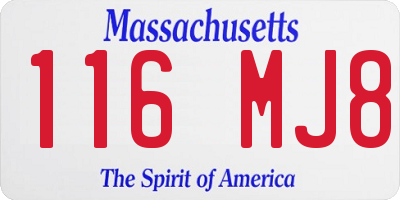 MA license plate 116MJ8