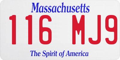 MA license plate 116MJ9
