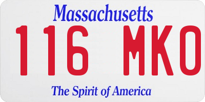 MA license plate 116MK0