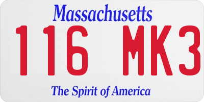 MA license plate 116MK3