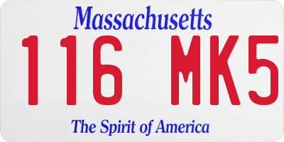 MA license plate 116MK5