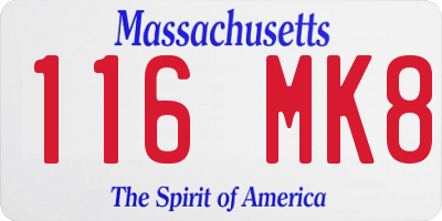 MA license plate 116MK8