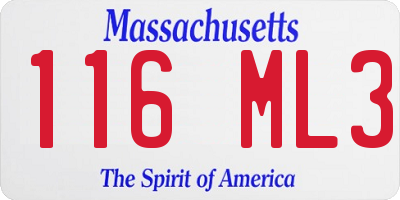 MA license plate 116ML3