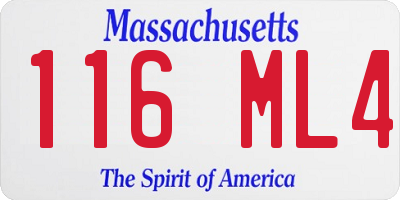 MA license plate 116ML4