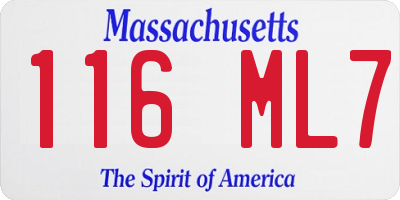 MA license plate 116ML7