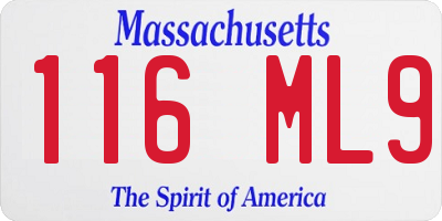 MA license plate 116ML9