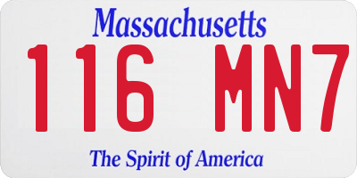 MA license plate 116MN7