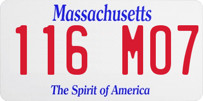 MA license plate 116MO7