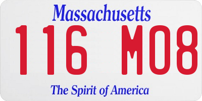 MA license plate 116MO8