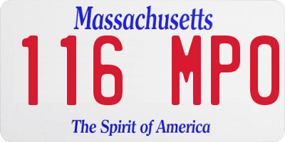 MA license plate 116MP0