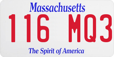 MA license plate 116MQ3