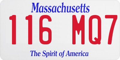 MA license plate 116MQ7