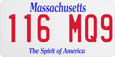 MA license plate 116MQ9