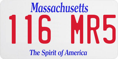 MA license plate 116MR5