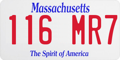 MA license plate 116MR7