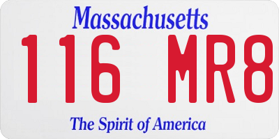 MA license plate 116MR8