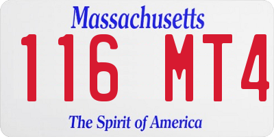 MA license plate 116MT4