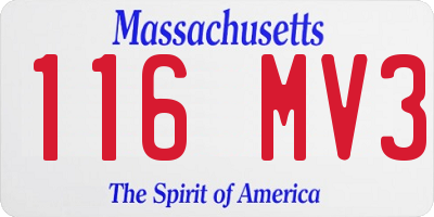 MA license plate 116MV3