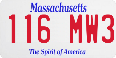 MA license plate 116MW3